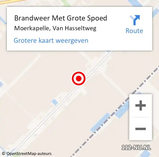 Locatie op kaart van de 112 melding: Brandweer Met Grote Spoed Naar Moerkapelle, Van Hasseltweg op 24 mei 2022 18:02