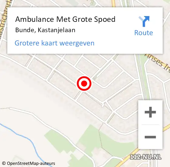 Locatie op kaart van de 112 melding: Ambulance Met Grote Spoed Naar Bunde, Kastanjelaan op 24 mei 2022 18:03