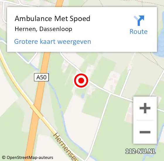 Locatie op kaart van de 112 melding: Ambulance Met Spoed Naar Hernen, Dassenloop op 24 mei 2022 18:22