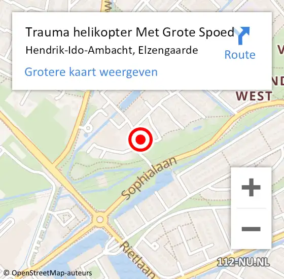 Locatie op kaart van de 112 melding: Trauma helikopter Met Grote Spoed Naar Hendrik-Ido-Ambacht, Elzengaarde op 24 mei 2022 18:43