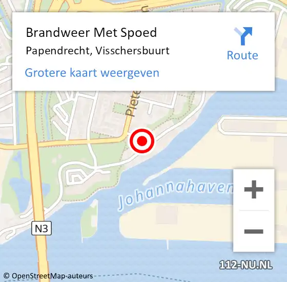 Locatie op kaart van de 112 melding: Brandweer Met Spoed Naar Papendrecht, Visschersbuurt op 24 mei 2022 19:17