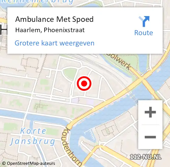 Locatie op kaart van de 112 melding: Ambulance Met Spoed Naar Haarlem, Phoenixstraat op 24 mei 2022 19:47