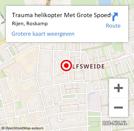 Locatie op kaart van de 112 melding: Trauma helikopter Met Grote Spoed Naar Rijen, Roskamp op 24 mei 2022 20:12