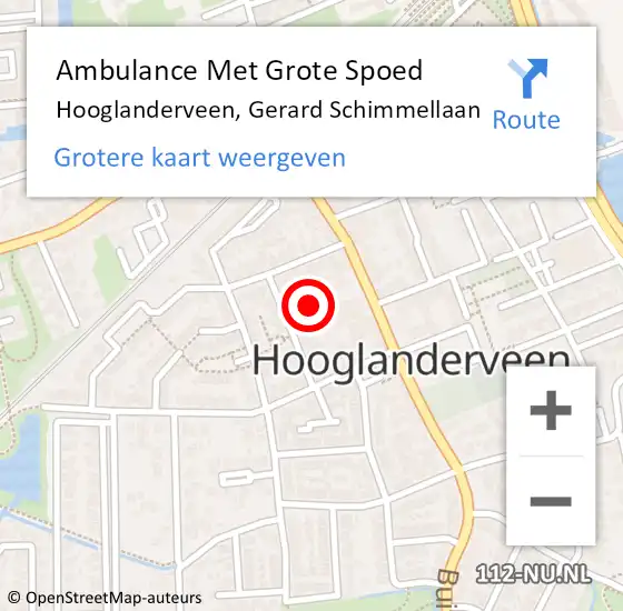 Locatie op kaart van de 112 melding: Ambulance Met Grote Spoed Naar Hooglanderveen, Gerard Schimmellaan op 24 mei 2022 20:25