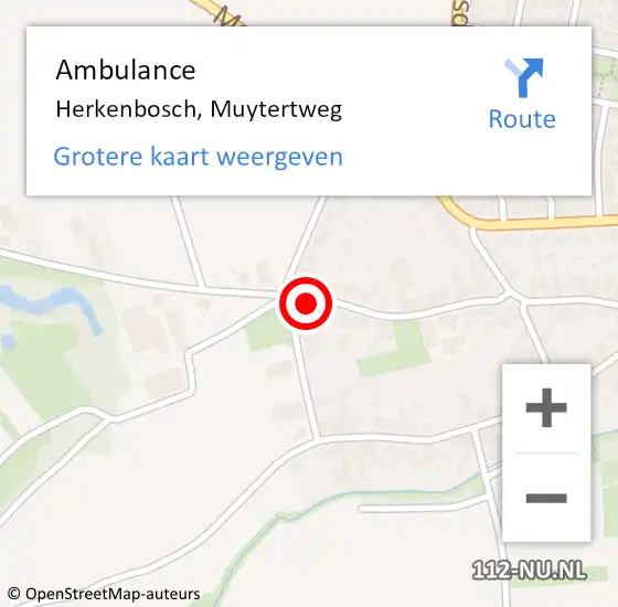 Locatie op kaart van de 112 melding: Ambulance Herkenbosch, Muytertweg op 18 juli 2014 10:40