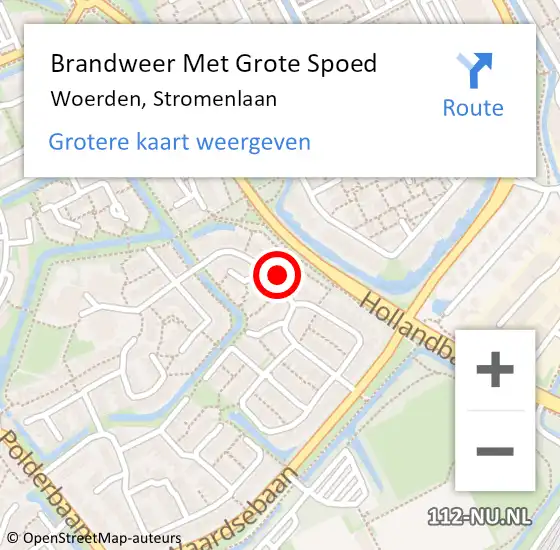 Locatie op kaart van de 112 melding: Brandweer Met Grote Spoed Naar Woerden, Stromenlaan op 24 mei 2022 20:39