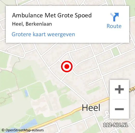 Locatie op kaart van de 112 melding: Ambulance Met Grote Spoed Naar Heel, Berkenlaan op 24 mei 2022 20:49