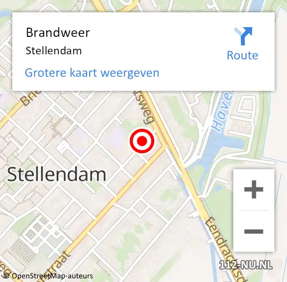 Locatie op kaart van de 112 melding: Brandweer Stellendam op 24 mei 2022 21:27