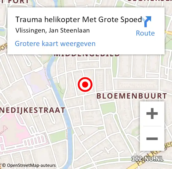 Locatie op kaart van de 112 melding: Trauma helikopter Met Grote Spoed Naar Vlissingen, Jan Steenlaan op 24 mei 2022 21:31