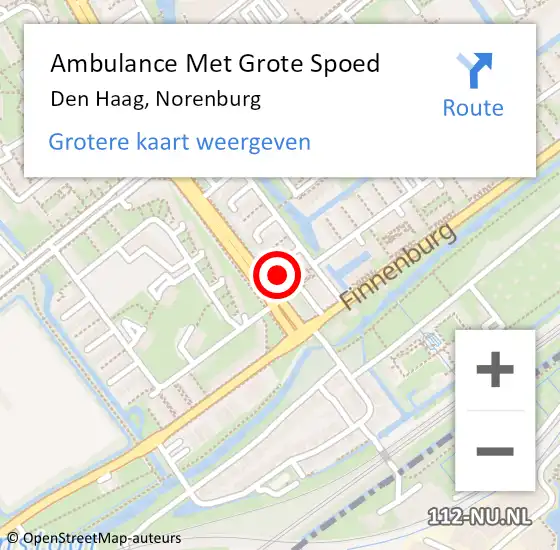 Locatie op kaart van de 112 melding: Ambulance Met Grote Spoed Naar Den Haag, Norenburg op 24 mei 2022 21:40