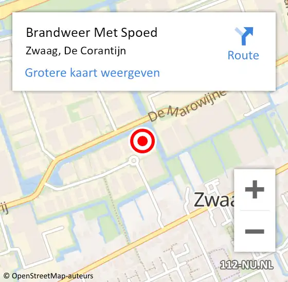 Locatie op kaart van de 112 melding: Brandweer Met Spoed Naar Zwaag, De Corantijn op 24 mei 2022 21:50