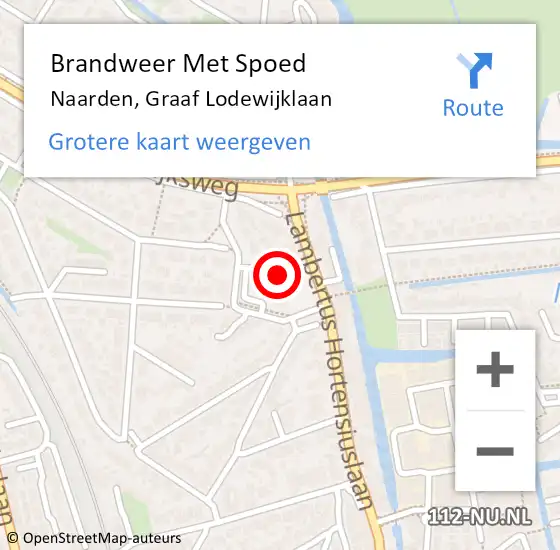 Locatie op kaart van de 112 melding: Brandweer Met Spoed Naar Naarden, Graaf Lodewijklaan op 24 mei 2022 22:41