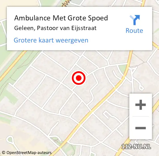 Locatie op kaart van de 112 melding: Ambulance Met Grote Spoed Naar Geleen, Pastoor van Eijsstraat op 18 juli 2014 10:45