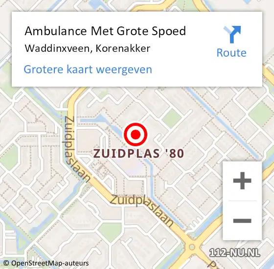 Locatie op kaart van de 112 melding: Ambulance Met Grote Spoed Naar Waddinxveen, Korenakker op 24 mei 2022 22:51