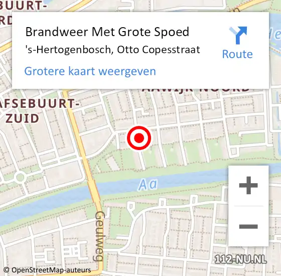 Locatie op kaart van de 112 melding: Brandweer Met Grote Spoed Naar 's-Hertogenbosch, Otto Copesstraat op 24 mei 2022 23:38