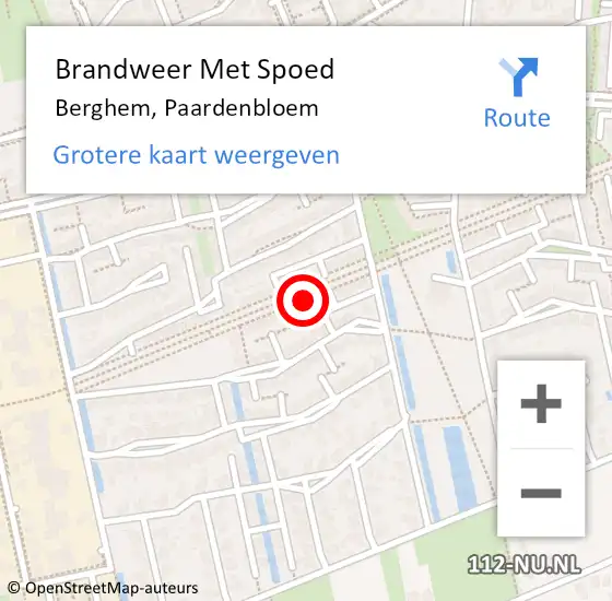 Locatie op kaart van de 112 melding: Brandweer Met Spoed Naar Berghem, Paardenbloem op 25 mei 2022 00:33