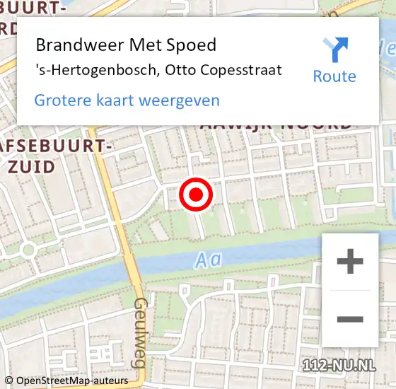 Locatie op kaart van de 112 melding: Brandweer Met Spoed Naar 's-Hertogenbosch, Otto Copesstraat op 25 mei 2022 00:35