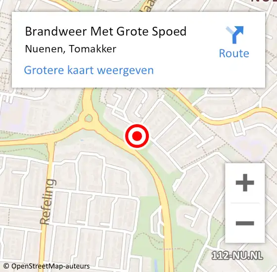 Locatie op kaart van de 112 melding: Brandweer Met Grote Spoed Naar Nuenen, Tomakker op 25 mei 2022 01:06