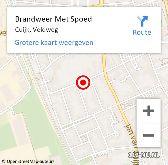 Locatie op kaart van de 112 melding: Brandweer Met Spoed Naar Cuijk, Veldweg op 25 mei 2022 01:36