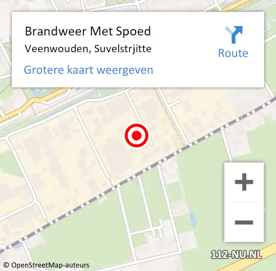 Locatie op kaart van de 112 melding: Brandweer Met Spoed Naar Veenwouden, Suvelstrjitte op 25 mei 2022 02:09