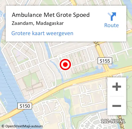 Locatie op kaart van de 112 melding: Ambulance Met Grote Spoed Naar Zaandam, Madagaskar op 25 mei 2022 02:18