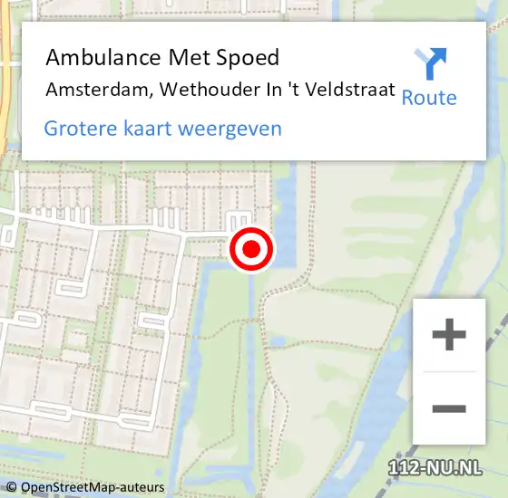 Locatie op kaart van de 112 melding: Ambulance Met Spoed Naar Amsterdam-Zuidoost, Wethouder In 't Veldstraat op 25 mei 2022 02:37