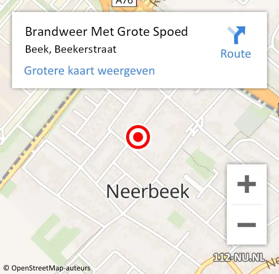 Locatie op kaart van de 112 melding: Brandweer Met Grote Spoed Naar Beek, Beekerstraat op 25 mei 2022 03:48