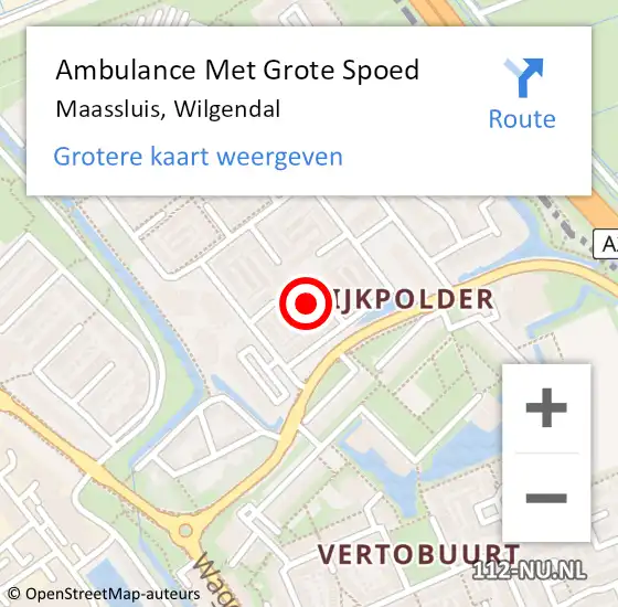 Locatie op kaart van de 112 melding: Ambulance Met Grote Spoed Naar Maassluis, Wilgendal op 25 mei 2022 04:23