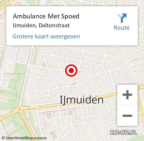 Locatie op kaart van de 112 melding: Ambulance Met Spoed Naar IJmuiden, Daltonstraat op 25 mei 2022 04:59