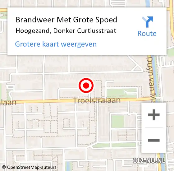 Locatie op kaart van de 112 melding: Brandweer Met Grote Spoed Naar Hoogezand, Donker Curtiusstraat op 25 mei 2022 05:02