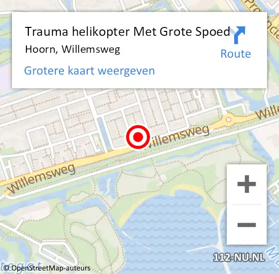 Locatie op kaart van de 112 melding: Trauma helikopter Met Grote Spoed Naar Hoorn, Willemsweg op 25 mei 2022 05:32