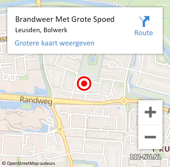 Locatie op kaart van de 112 melding: Brandweer Met Grote Spoed Naar Leusden, Bolwerk op 25 mei 2022 06:02