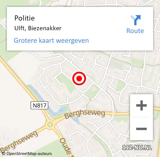 Locatie op kaart van de 112 melding: Politie Ulft, Biezenakker op 25 mei 2022 06:24