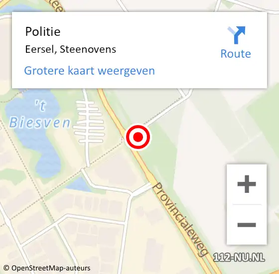 Locatie op kaart van de 112 melding: Politie Eersel, Steenovens op 25 mei 2022 06:52