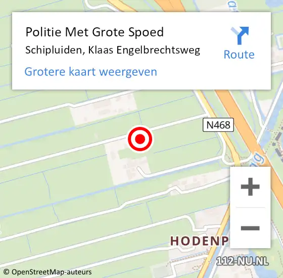 Locatie op kaart van de 112 melding: Politie Met Grote Spoed Naar Schipluiden, Klaas Engelbrechtsweg op 25 mei 2022 07:04