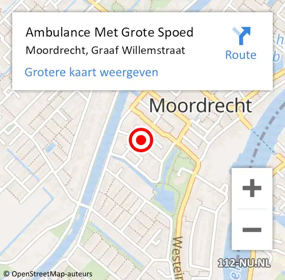 Locatie op kaart van de 112 melding: Ambulance Met Grote Spoed Naar Moordrecht, Graaf Willemstraat op 25 mei 2022 07:08