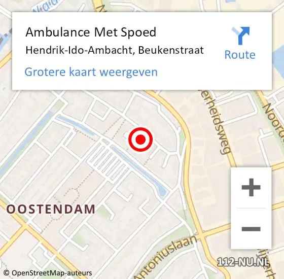 Locatie op kaart van de 112 melding: Ambulance Met Spoed Naar Hendrik-Ido-Ambacht, Beukenstraat op 25 mei 2022 07:50