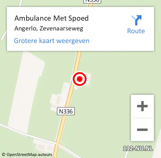 Locatie op kaart van de 112 melding: Ambulance Met Spoed Naar Angerlo, Zevenaarseweg op 25 mei 2022 08:07
