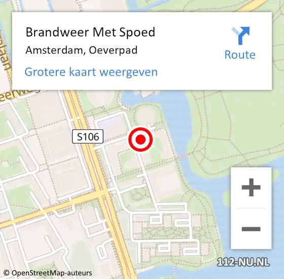Locatie op kaart van de 112 melding: Brandweer Met Spoed Naar Amsterdam, Oeverpad op 25 mei 2022 08:15