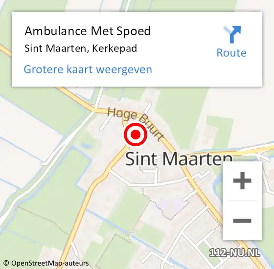 Locatie op kaart van de 112 melding: Ambulance Met Spoed Naar Sint Maarten, Kerkepad op 25 mei 2022 08:16