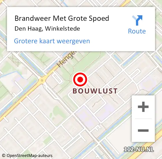 Locatie op kaart van de 112 melding: Brandweer Met Grote Spoed Naar Den Haag, Winkelstede op 25 mei 2022 08:40