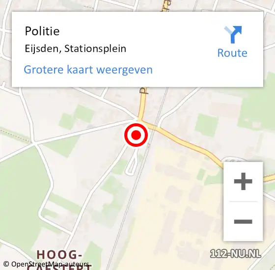 Locatie op kaart van de 112 melding: Politie Eijsden, Stationsplein op 25 mei 2022 08:59