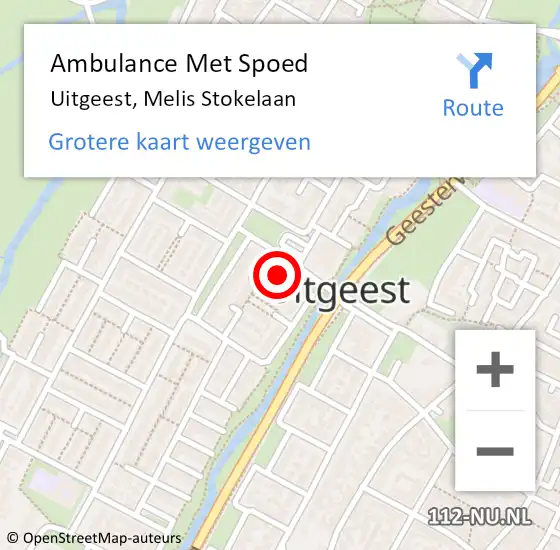 Locatie op kaart van de 112 melding: Ambulance Met Spoed Naar Uitgeest, Melis Stokelaan op 25 mei 2022 09:09