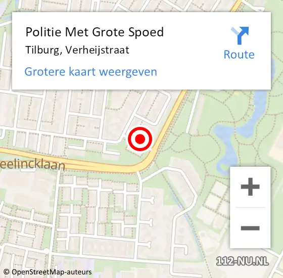 Locatie op kaart van de 112 melding: Politie Met Grote Spoed Naar Tilburg, Verheijstraat op 25 mei 2022 09:17