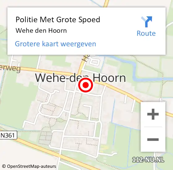 Locatie op kaart van de 112 melding: Politie Met Grote Spoed Naar Wehe den Hoorn op 25 mei 2022 09:25