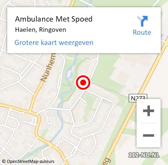 Locatie op kaart van de 112 melding: Ambulance Met Spoed Naar Haelen, Ringoven op 25 mei 2022 09:25