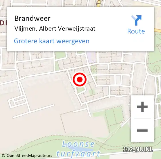 Locatie op kaart van de 112 melding: Brandweer Vlijmen, Albert Verweijstraat op 18 juli 2014 11:08