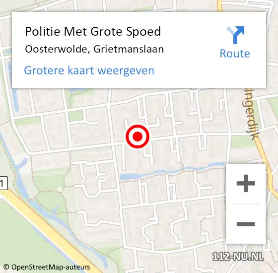Locatie op kaart van de 112 melding: Politie Met Grote Spoed Naar Oosterwolde, Grietmanslaan op 25 mei 2022 09:48