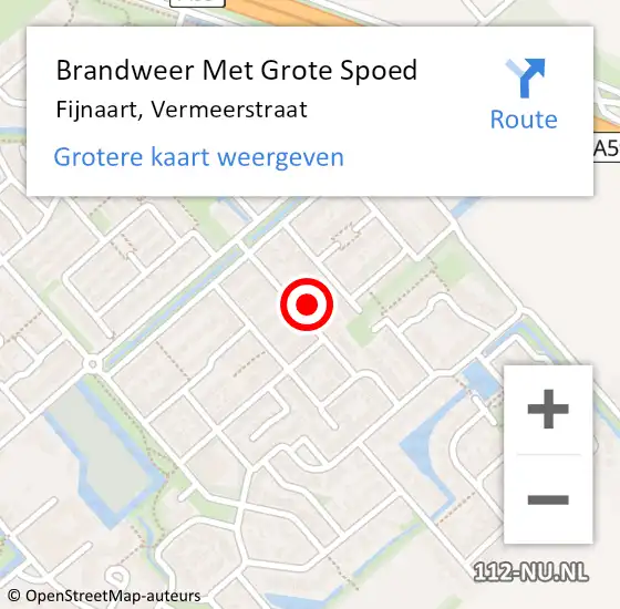 Locatie op kaart van de 112 melding: Brandweer Met Grote Spoed Naar Fijnaart, Vermeerstraat op 25 mei 2022 09:48