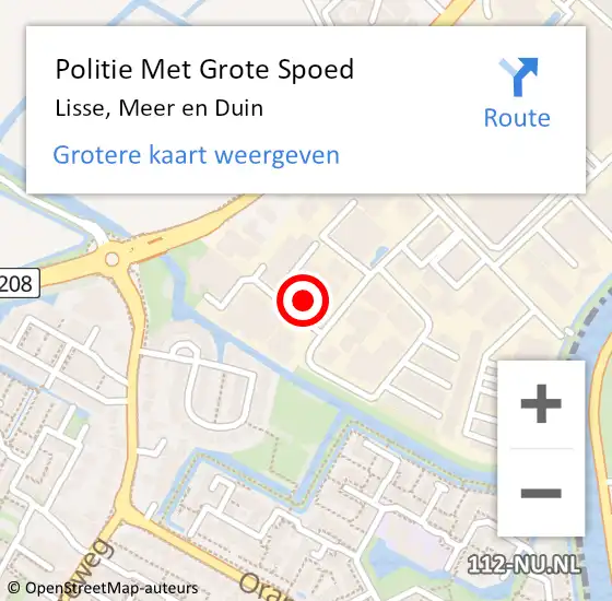 Locatie op kaart van de 112 melding: Politie Met Grote Spoed Naar Lisse, Meer en Duin op 25 mei 2022 09:50